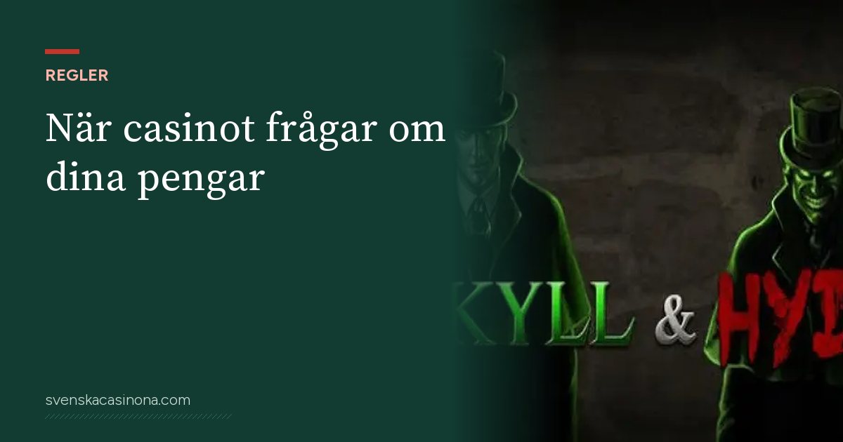 Illustration: När casinot frågar om dina pengar – med skärmbild från spelautomaten Jekyll and Hyde